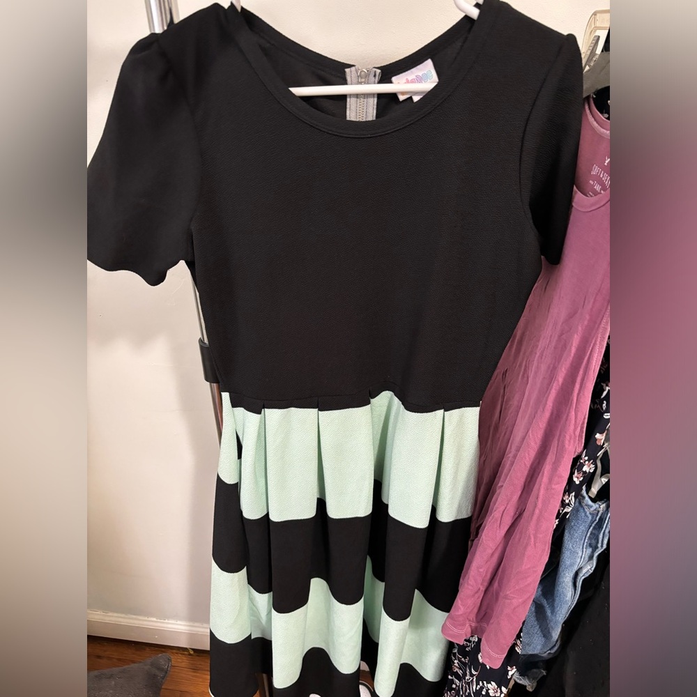LulaRoe Amelia dress Black and light Teal